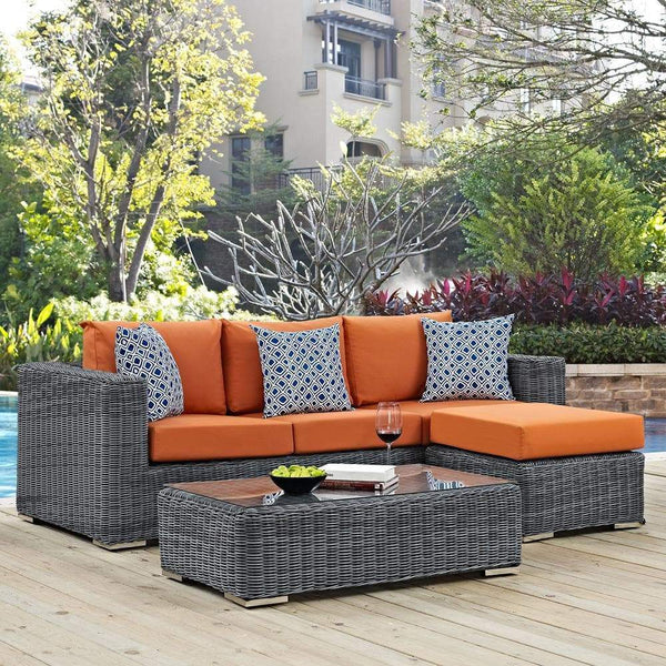 Modway Summon 3 Piece Outdoor Patio Sunbrella Sectional Set - EEI-2397 | Outdoor Sofas, Loveseats & Sectionals | Modishstore-7