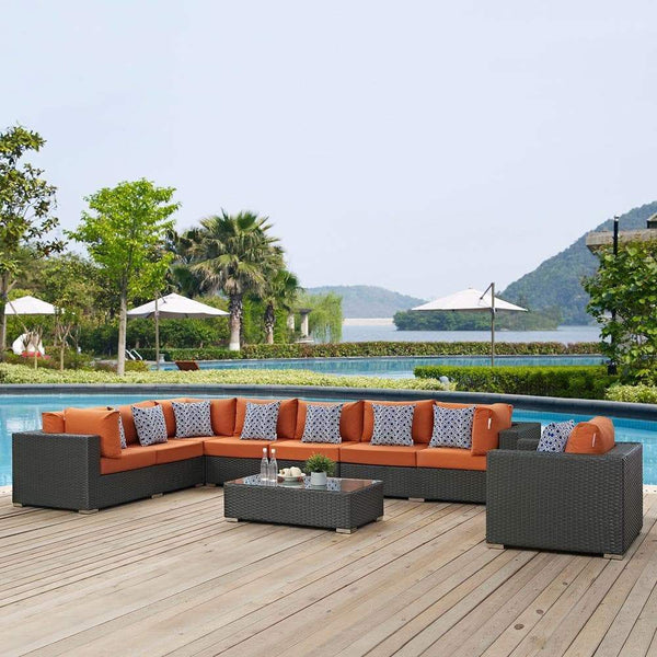 Modway Sojourn 7 Piece Outdoor Patio Sunbrella Sectional Set - EEI-2399 | Outdoor Sofas, Loveseats & Sectionals | Modishstore-14