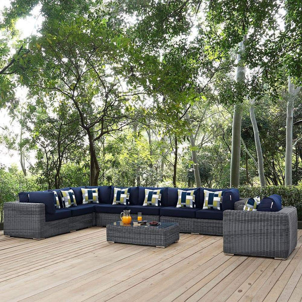 Modway Summon 7 Piece Outdoor Patio Sunbrella Sectional Set - EEI-2400 | Outdoor Sofas, Loveseats & Sectionals | Modishstore-10