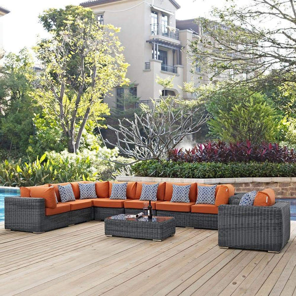 Modway Summon 7 Piece Outdoor Patio Sunbrella Sectional Set - EEI-2400 | Outdoor Sofas, Loveseats & Sectionals | Modishstore-14