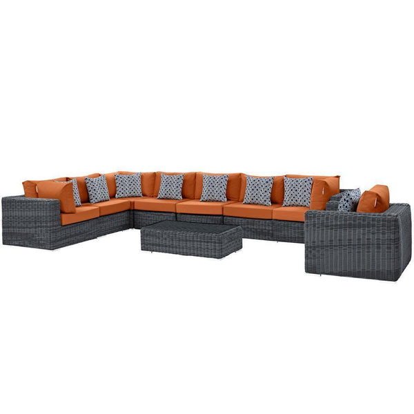 Modway Summon 7 Piece Outdoor Patio Sunbrella Sectional Set - EEI-2400 | Outdoor Sofas, Loveseats & Sectionals | Modishstore-5