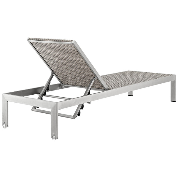 Modway EEI-2479 Shore Set of 6 Outdoor Patio Aluminum Chaise - Silver Gray | Outdoor Recliners & Lounge Chairs | Modishstore-3