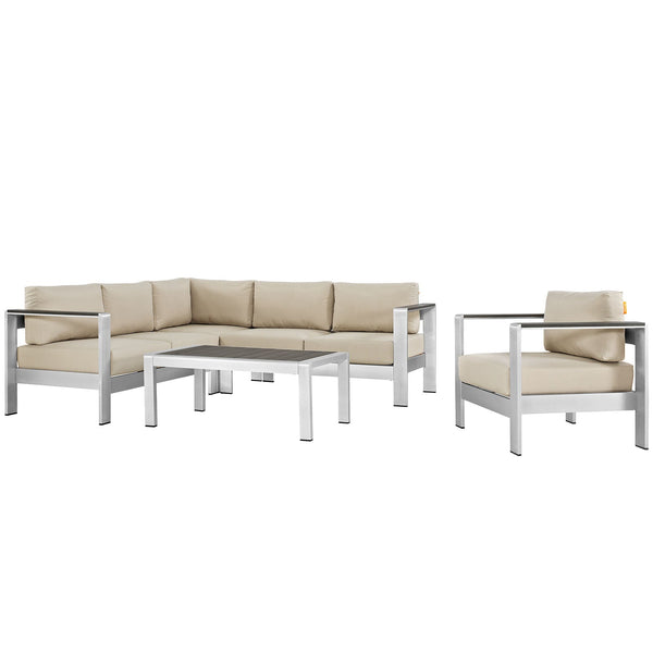 Modway EEI-2560 Shore 5 Piece Outdoor Patio Aluminum Sectional Sofa Set | Outdoor Sofas, Loveseats & Sectionals | Modishstore-32