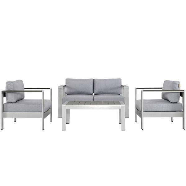 Modway EEI-2567 Shore 4 Piece Outdoor Patio Aluminum Sectional Sofa Set | Outdoor Sofas, Loveseats & Sectionals | Modishstore-19