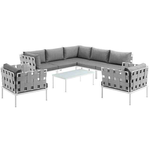 Modway Harmony 8 Piece Outdoor Patio Aluminum Sectional Sofa Set | Outdoor Sofas, Loveseats & Sectionals | Modishstore-10