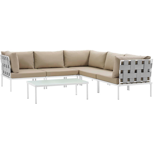 Modway Harmony 6 Piece Outdoor Patio Aluminum Sectional Sofa Set - EEI-2627 | Outdoor Sofas, Loveseats & Sectionals | Modishstore-15