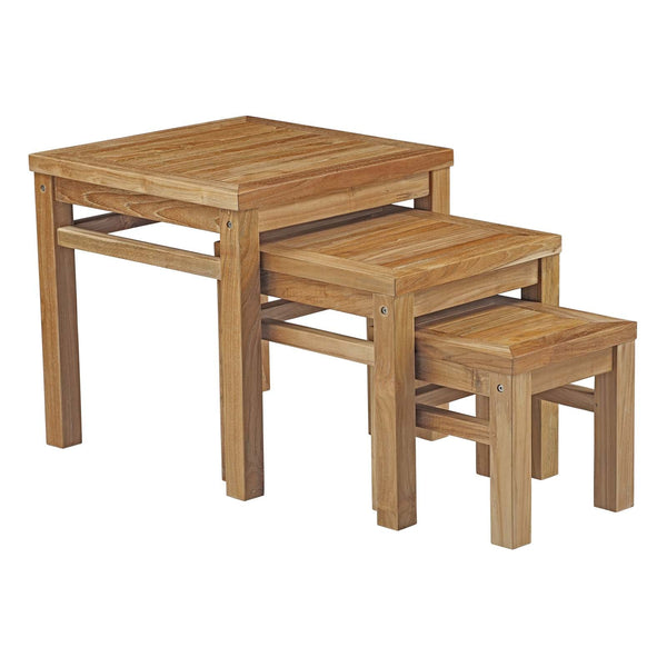 Modway Marina Outdoor Patio Teak Nesting Table | Nesting Tables | Modishstore-2