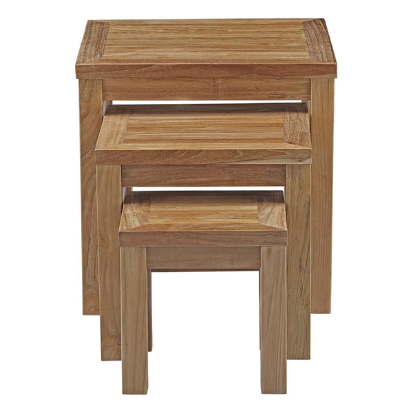 Modway Marina Outdoor Patio Teak Nesting Table | Nesting Tables | Modishstore-4