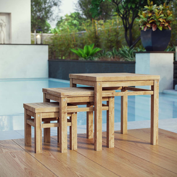 Modway Marina Outdoor Patio Teak Nesting Table | Nesting Tables | Modishstore