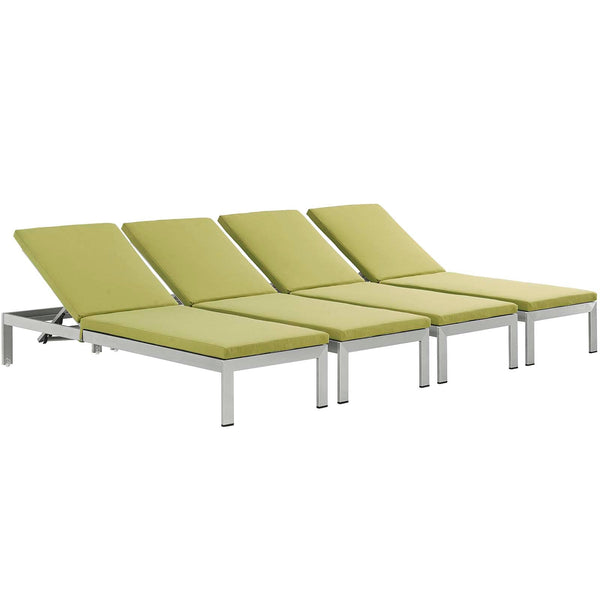 Modway Shore Set of 4 Outdoor Patio Aluminum Chaise with Cushions | Outdoor Recliners & Lounge Chairs | Modishstore-43