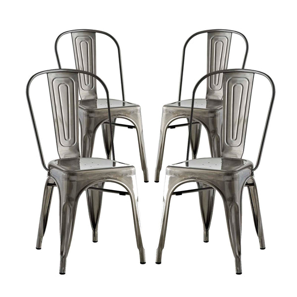 Modway Promenade Set of 4 Dining Side Chair - Gunmetal