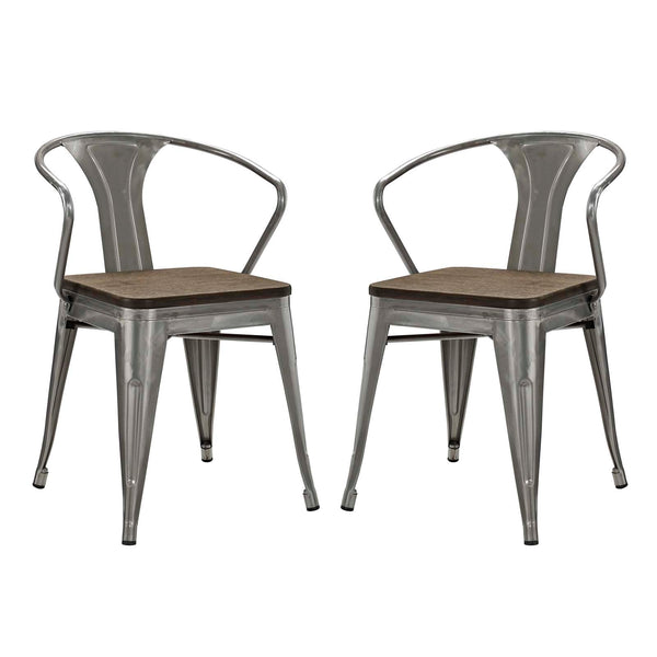 Modway Promenade Set of 2 Bamboo Dining Chair - Gunmetal