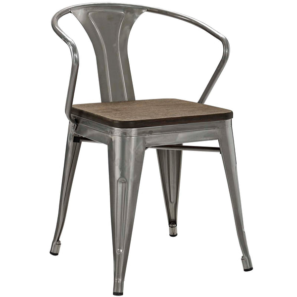 Modway Promenade Set of 2 Bamboo Dining Chair - Gunmetal