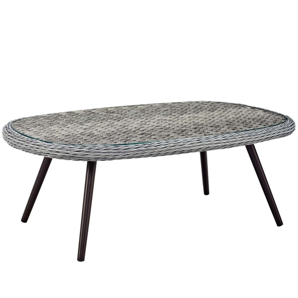 Modway Endeavor Outdoor Patio Wicker Rattan Coffee Table Gray | Coffee Tables | Modishstore-2