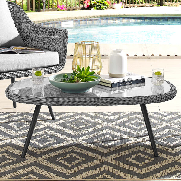 Modway Endeavor Outdoor Patio Wicker Rattan Coffee Table Gray | Coffee Tables | Modishstore