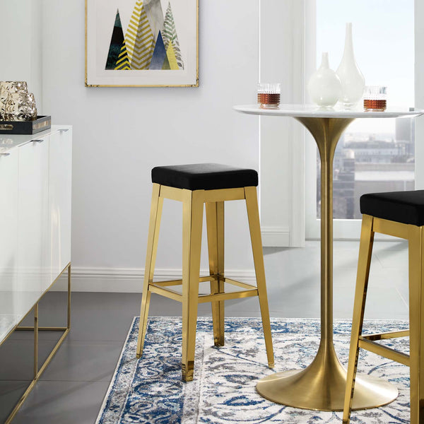 Modway Arrive Gold Stainless Steel Upholstered Velvet Bar Stool | Bar Stools | Modishstore