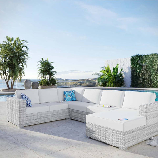 Modway Convene 5-Piece Outdoor Patio Sectional Set | Outdoor Sofas, Loveseats & Sectionals | Modishstore-17