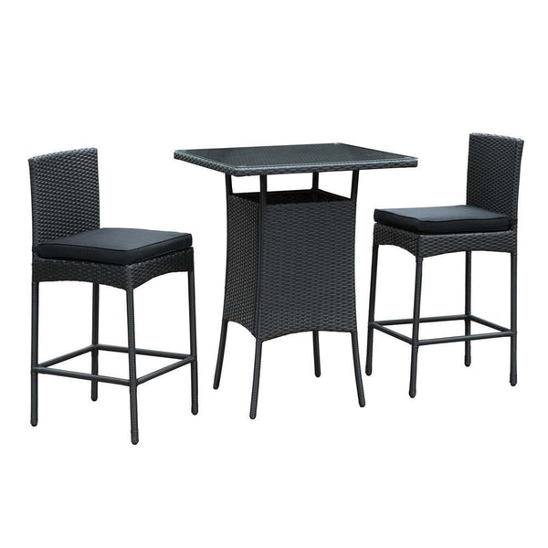 Modway Cerveza 3 Piece Outdoor Patio Pub Set - Black Black | Outdoor Dining Set | Modishstore