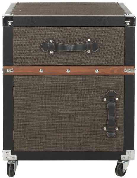 Safavieh Joel Rolling Chest/Black-Brown-Silver | Side Tables |  Modishstore  - 2