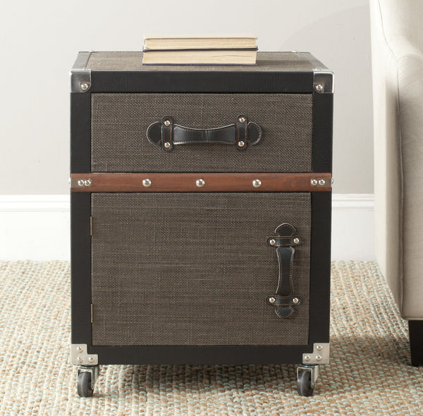 Safavieh Joel Rolling Chest/Black-Brown-Silver | Side Tables |  Modishstore 