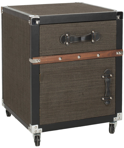 Safavieh Joel Rolling Chest/Black-Brown-Silver | Side Tables |  Modishstore  - 4