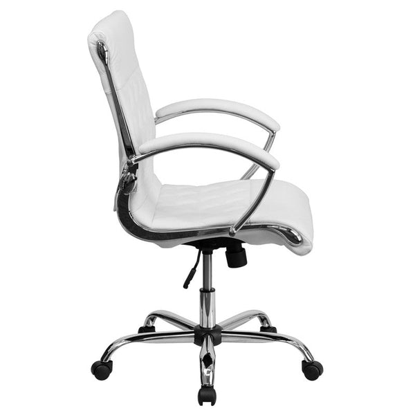 Flash Furniture Mid-Back Designer White Leather Executive Swivel Office Chair With Chrome Base | Office Chairs | Modishstore-4