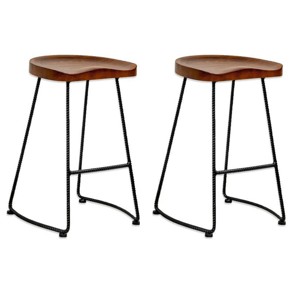 Mod Made Potter Wood Counter Stool Metal Leg 2-Pack | Modishstore | Counter Stools