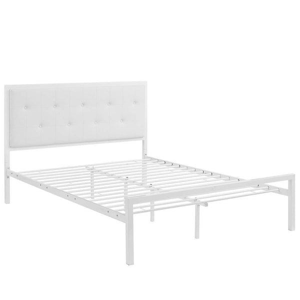 Modway Lottie Queen Vinyl Bed - White White | Beds | Modishstore-3