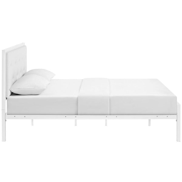 Modway Lottie Queen Vinyl Bed - White White | Beds | Modishstore-4