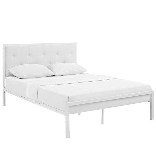 Modway Lottie Queen Vinyl Bed - White White | Beds | Modishstore-2