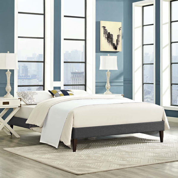 Tessie King Fabric Bed Frame with Squared Tapered Legs | Beds | Modishstore-16