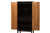 baxton studio marya mid century modern dark brown and walnut two tone solid rubberwood mdf veneered wine cabinet | Modish Furniture Store-6