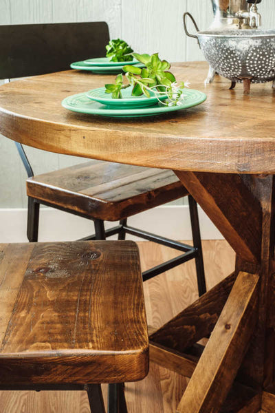 Napa East Round Farm Table - Trestle Base