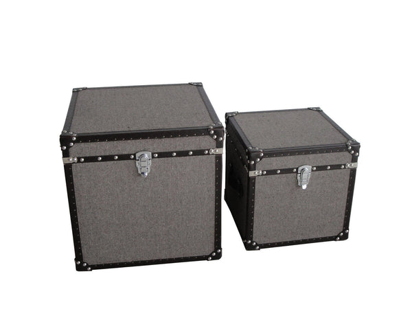 Screen Gems Mandalay Square Tweed Trunks - SGT0A26SL | Cabinets | Modishstore