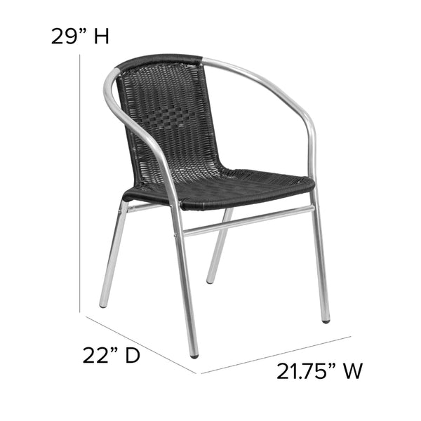 Flash Furniture Aluminum And Rattan Commercial Indoor-Outdoor Restaurant Stack Chair - Set of 2