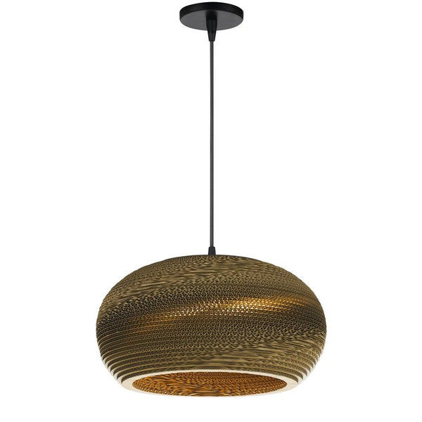 Cal Lighting UP-3634-1P 60W Landen Kraft Paper/Cardboard Single Light Pendant | Modishstore | Pendant Lamps