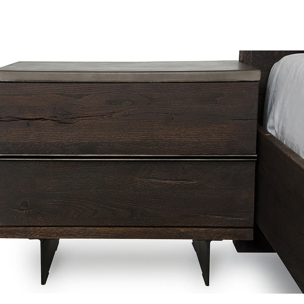 Vigfurniture Modrest Selma Modern Dark Aged Oak & Concrete Nightstand | Modishstore | Nightstands-4