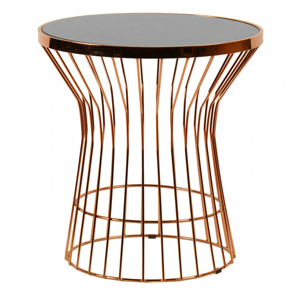 Vig Furniture Modrest Ardath Modern Black Glass & Rosegold End Table | Modishstore | End Tables