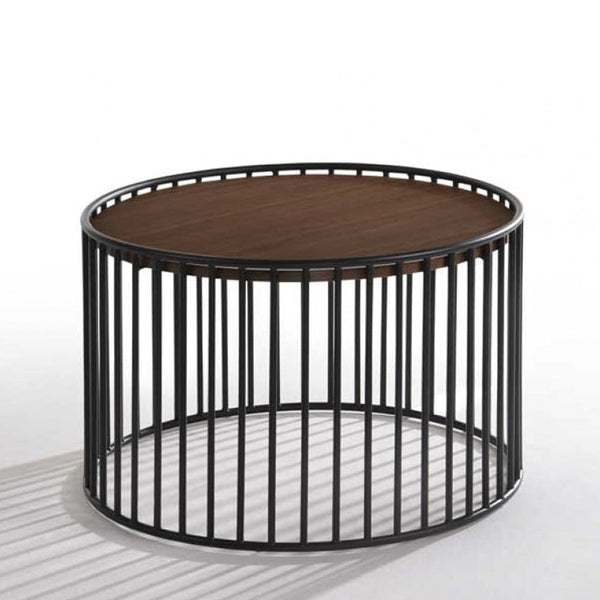 Vig Furniture Modrest Bronson Modern Walnut & Black Round End Table | Modishstore | End Tables