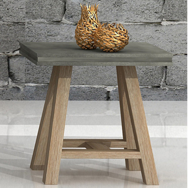 Vig Furniture Modrest Civic Modern Concrete & Acacia End Table | Modishstore | End Tables