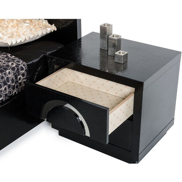 Vig Furniture A&X Ovidius Modern Black Crocodile Nightstand | Modishstore | Nightstands-2