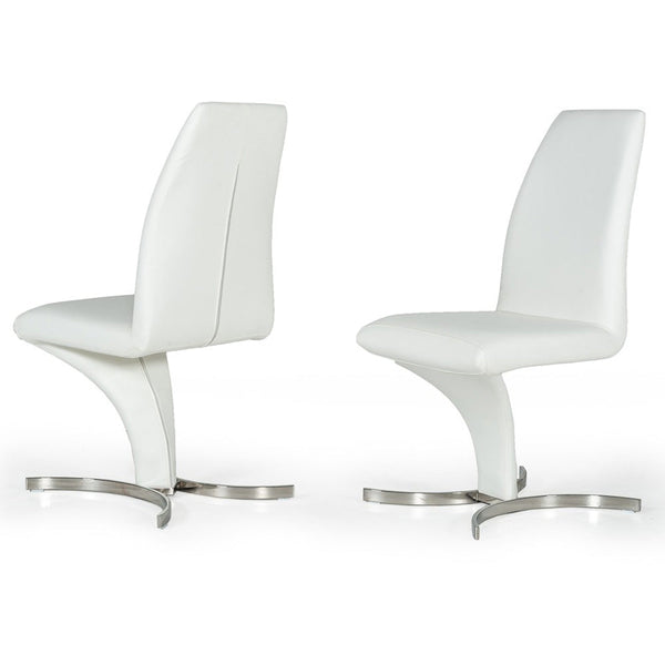 Vigfurniture Nix - Modern White Leatherette Dining Chair (Set of 2) | Modishstore | Dining Chairs