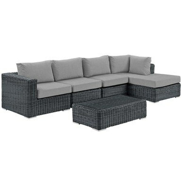 Modway Summon 5 Piece Outdoor Patio Sunbrella Sectional Set - EEI-1900 | Outdoor Sofas, Loveseats & Sectionals | Modishstore-26