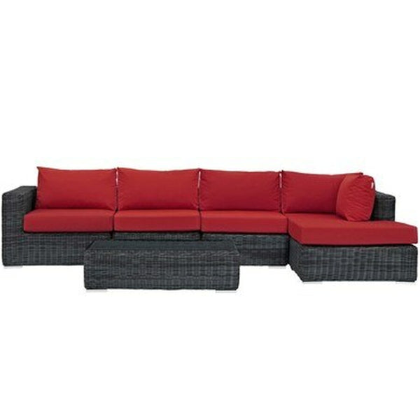 Modway Summon 5 Piece Outdoor Patio Sunbrella Sectional Set - EEI-1900 | Outdoor Sofas, Loveseats & Sectionals | Modishstore-34