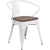 White Metal Chair With Wood Seat And Arms By Flash Furniture | Dining Chairs | Modishstore