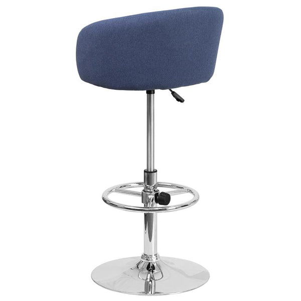 Contemporary Blue Fabric Adjustable Height Barstool With Barrel Back And Chrome Base By Flash Furniture | Bar Stools | Modishstore - 3