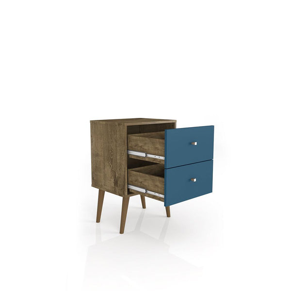 Manhattan Comfort Liberty Mid Century - Modern Nightstand 2.0 with 2 Full Extension Drawers | Nightstands | Modishstore-21