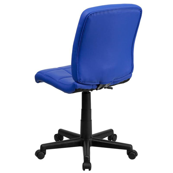 Mid-Back Blue Quilted Vinyl Swivel Task Office Chair By Flash Furniture | Office Chairs | Modishstore - 3