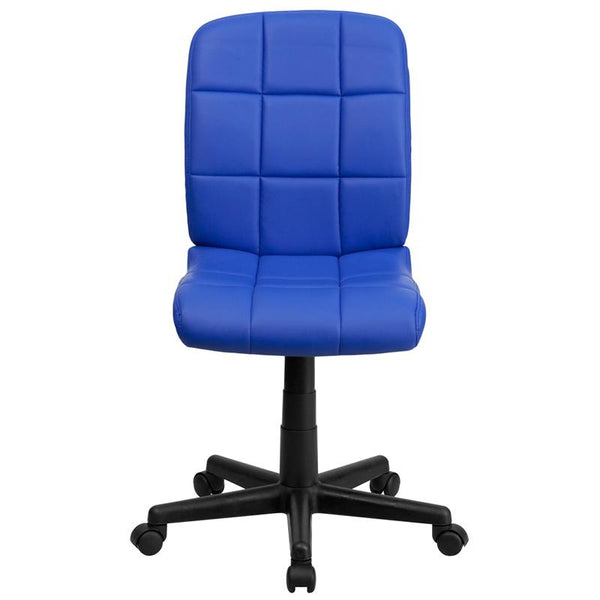 Mid-Back Blue Quilted Vinyl Swivel Task Office Chair By Flash Furniture | Office Chairs | Modishstore - 4