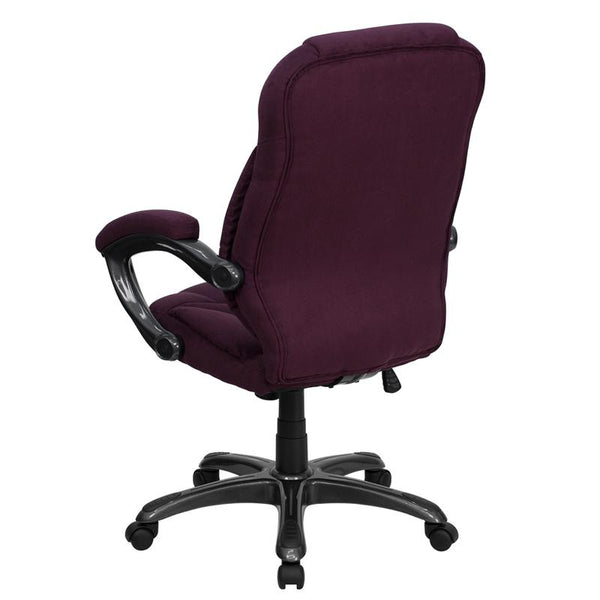 High Back Grape Microfiber Contemporary Executive Swivel Ergonomic Office Chair With Arms By Flash Furniture | Office Chairs | Modishstore - 3